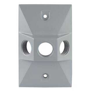 Commercial Electric 12 in. Gray 1-Gang 3-Holes Weatherproof Cover WCL130G