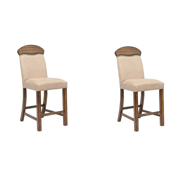 2 Pcs Maurice Counter Height Chair for Kitchen and Dining Linen and Oak