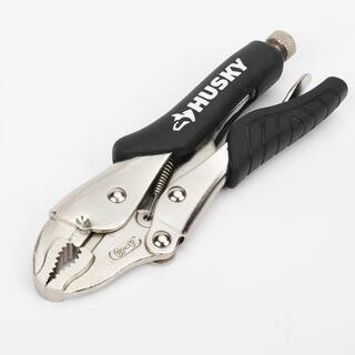 Husky 7 in. Curved Jaw Locking Pliers with Rubber Grip 90143