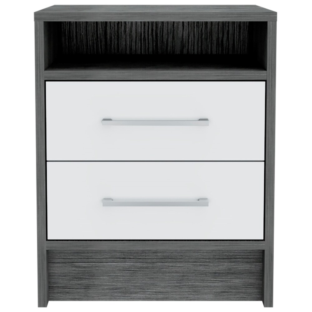 Sophisticated and Stylish Smokey Oak and White Nightstand