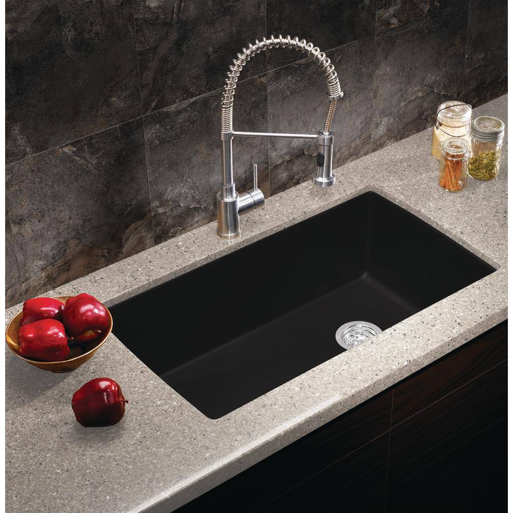 Blanco DIAMOND Silgranit Undermount Granite Composite 33.5 in. Single Bowl Kitchen Sink in Anthracite 441768