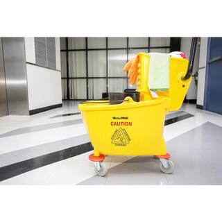 Alpine Industries 36 Qt. Yellow PVC Mop Bucket with Side Wringer (2-Pack) 462-2PK