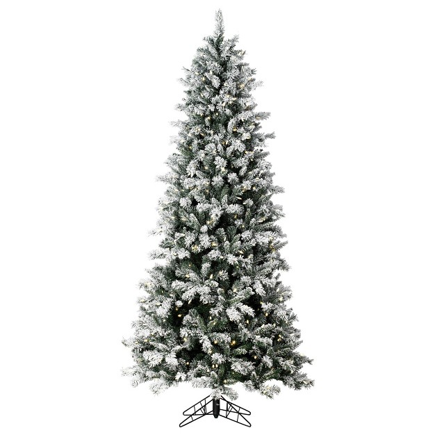 Frosted Glacier Pine Artificial Christmas Tree With Warm White Mini Lights.