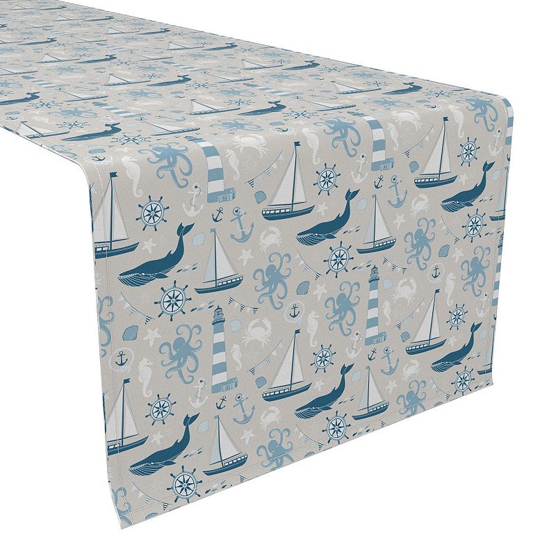 Table Runner， 100% Cotton， 16x90， Elements of the Sea