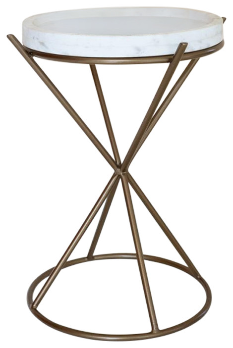 Iron Hour Glass Side Table With Marble Top   Contemporary   Side Tables And End Tables   by Kalalou  Inc.  Houzz