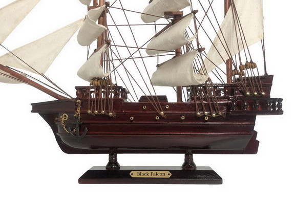 Handcrafted Model Ships Black Falcon White Sails 2...