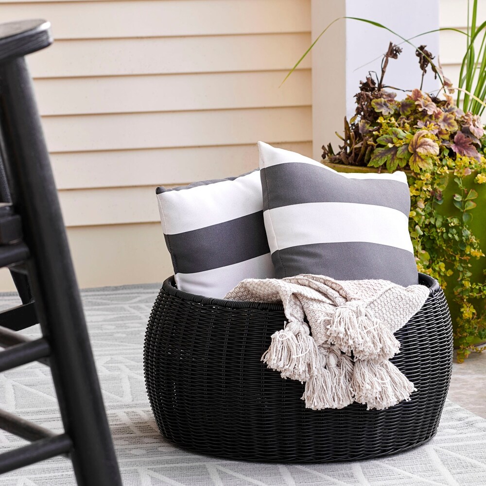 Handwoven Resin Storage Stool Ottoman