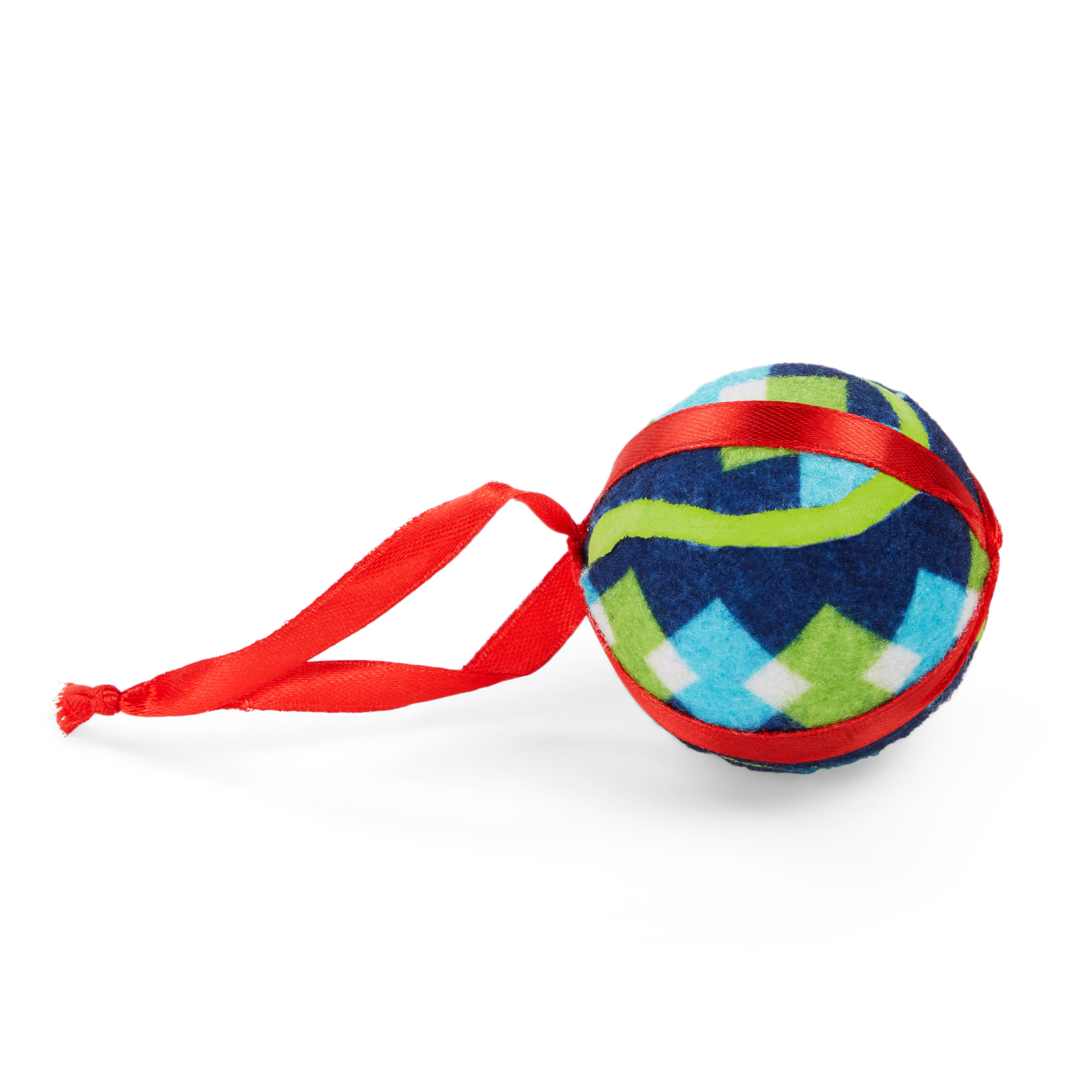 More and Merrier Teal Ornament Tennis Ball Dog Toy， Small