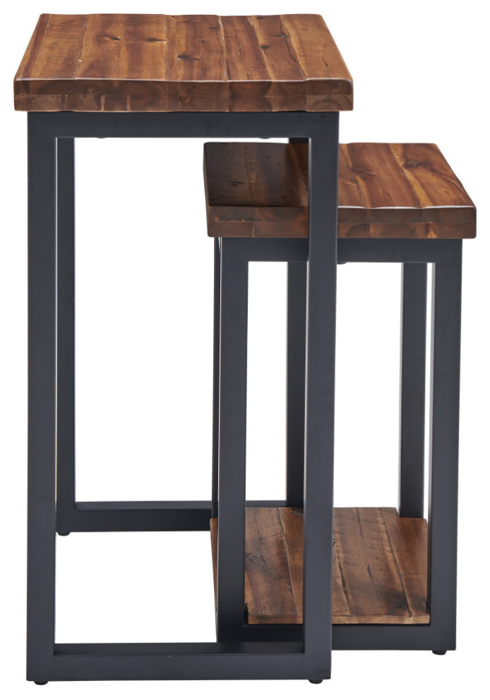 Claremont Rustic Wood 48 quotCoffee Table  End Table and Two Nesting Tables Set   Industrial   Coffee Table Sets   by Bolton Furniture  Inc.  Houzz