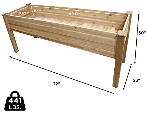 Jumbl Raised Canadian Cedar Garden Bed | Elevated Wood Planter for Growing Fresh Herbs, Vegetables, Flowers, Succulents & Other Plants at Home | Great for Outdoor Patio, Deck, Balcony