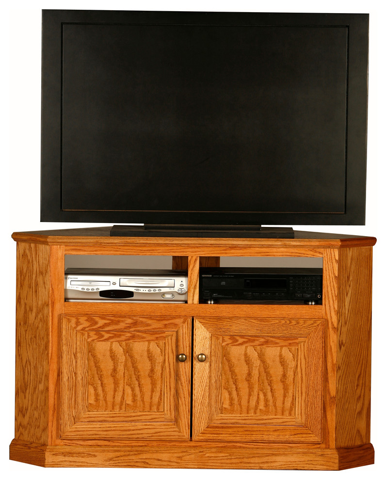 Classic Oak 50 quotTall Corner TV Cart   Farmhouse   Entertainment Centers And Tv Stands   by Eagle Furniture  Houzz