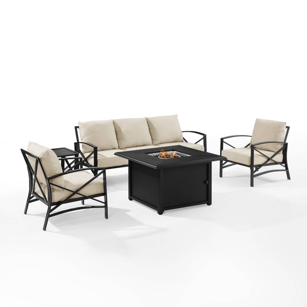 Kaplan 5pc Outdoor Sofa Set With Fire Table Oatmeal Crosley