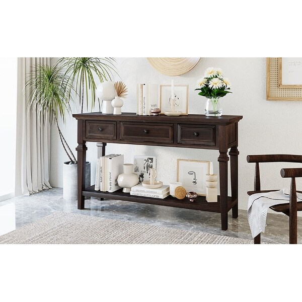 Classic Retro Style Console Table with Three Top Drawers