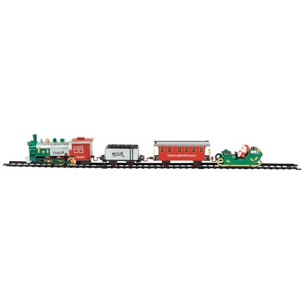 16 Pc Silver B/O Lighted Animated Christmas Holiday Train Set Sound