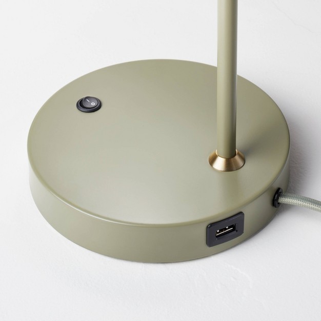 Metal Task Lamp With Usb Port With Magnolia