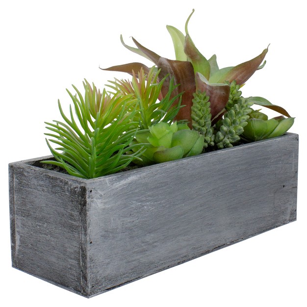 Artificial Mixed Succulent Plants In A Rectangular Planter