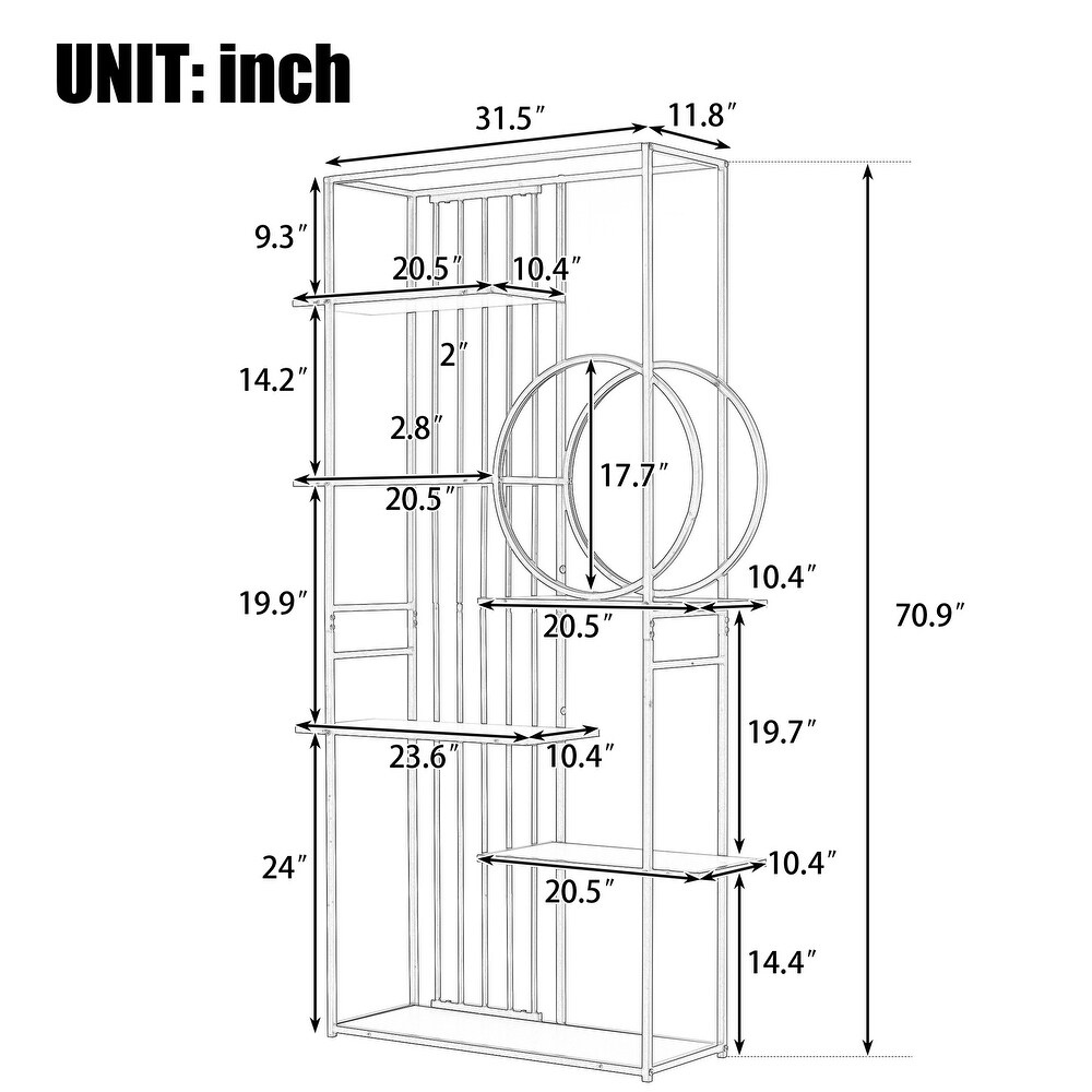 6 Tiers Home Office Bookcase Open Bookshelf with Black Metal Frame