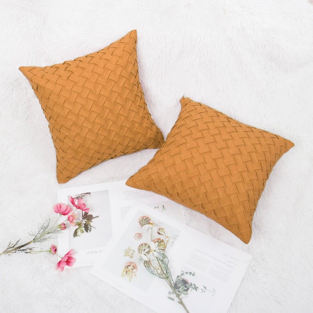 X 18 quot Polyester Stylish Basket Weave Pattern Decorative Pillow Cover Piccocasa