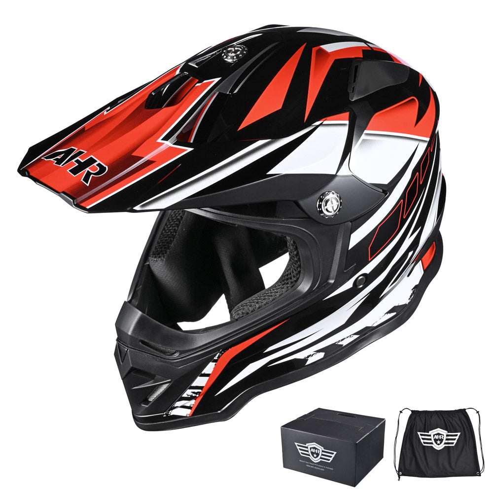 AHR DOT Dirt Bike Motocross Helmet Black Red