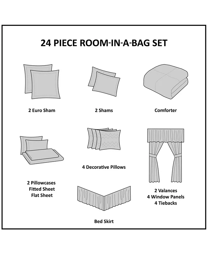 Madison Park Essentials Windsor 24-Pc. Room-in-a-Bag， Queen