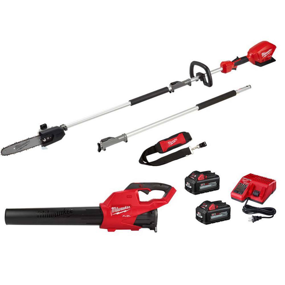 MW M18 FUEL 120 MPH 450 CFM 18V Brushless Cordless Handheld Blower wTwo 6.0 Ah Batteries Charger Pole Saw 2724-20-2825-20PS-48-59-1862S