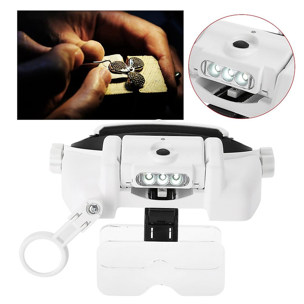 Usb Charging 3 Led Lights Headset Magnifier Jewelry Watches Repair Tool Magnifying Glass