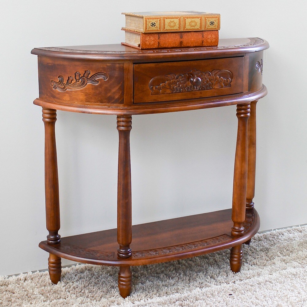 Windsor Carved Wood Half moon Hall Table