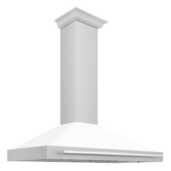 ZLINE Stainless Steel Range Hood with White Matte Shell and Stainless Steel Handle (KB4STX-WM)