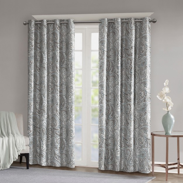 Elsie Paisley Printed Blackout Window Panel Gray