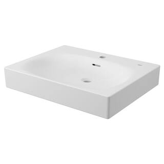 GROHE Eurocube Alpine White Wall Mounted Fireclay Single-Hole Bathroom Vessel Sink 39656000