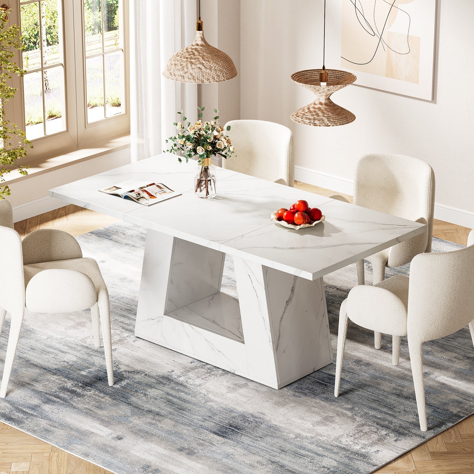 Faux Marble Dining Table, 63