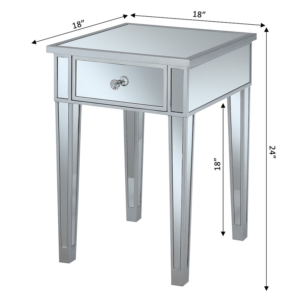 Convenience Concepts Gold Coast Mirrored 1 Drawer End Table