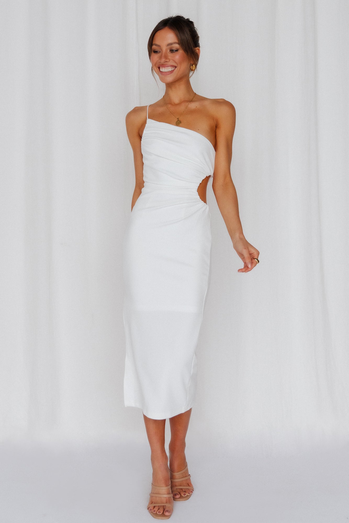 Smooth Lines Midi Dress White