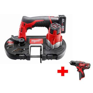 MW M12 12-Volt Lithium-Ion Cordless Sub-Compact Band Saw XC Kit with Free M12 Drill Driver 2429-21XC-2407-20