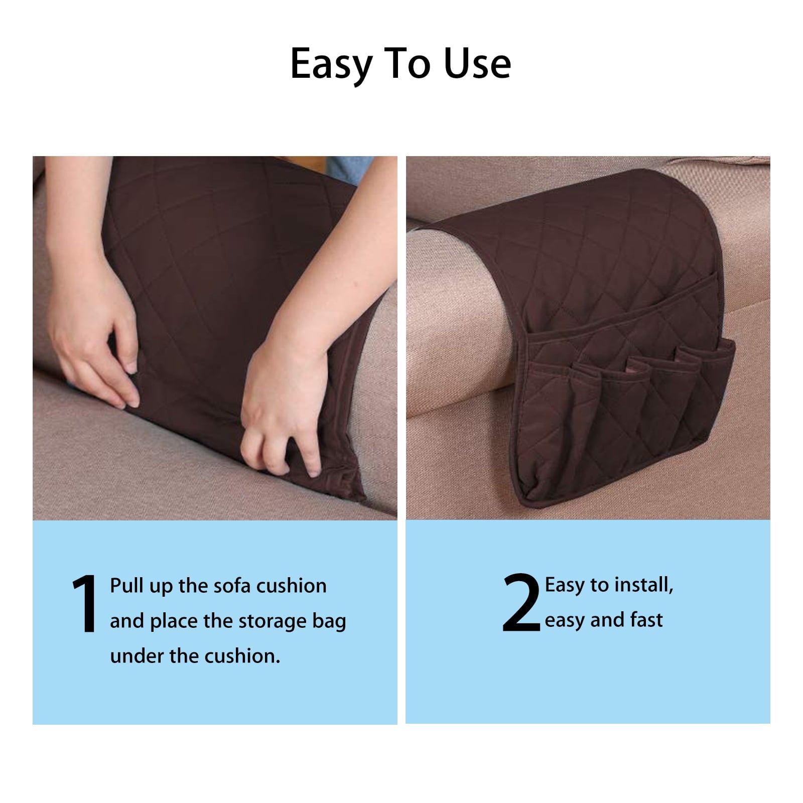 EEEkit Couch Sofa Chair Armrest Remote Control Storage Organizer Holder, Non-Slip Armchair Caddy Pocket Holder Organizer with 5 Pockets for Phone, Book, Magazines, Ipad, TV Remotes