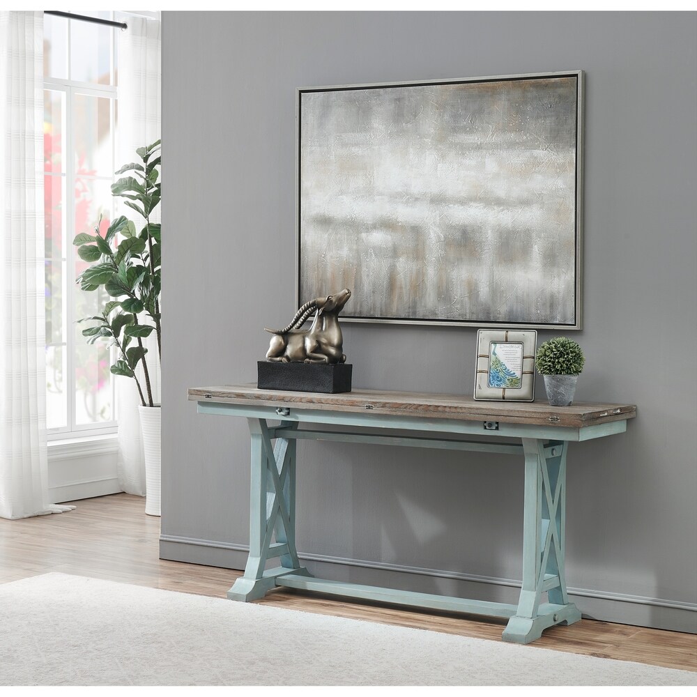 Somette Bar Harbor Blue Fold Out Console Table