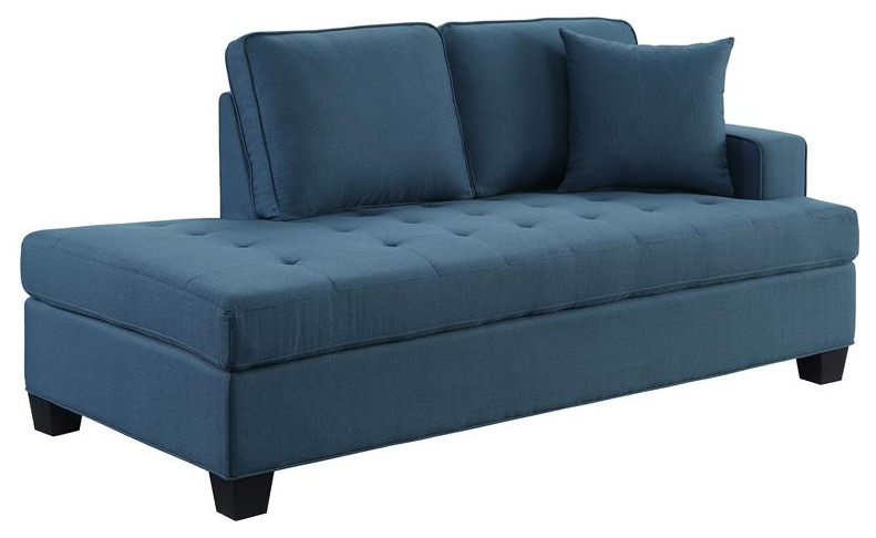 Lexicon Elmont 75.5 quotTransitional Textured Fabric Chaise with 1 Pillow in Blue   Transitional   Indoor Chaise Lounge Chairs   by Homesquare  Houzz