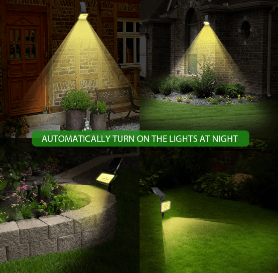 Solar Power 54LED Spot Lights Spotlights Outdoor Garden Landscape Walkway Wall Flood Lamp Waterproof IP65(Warm White)