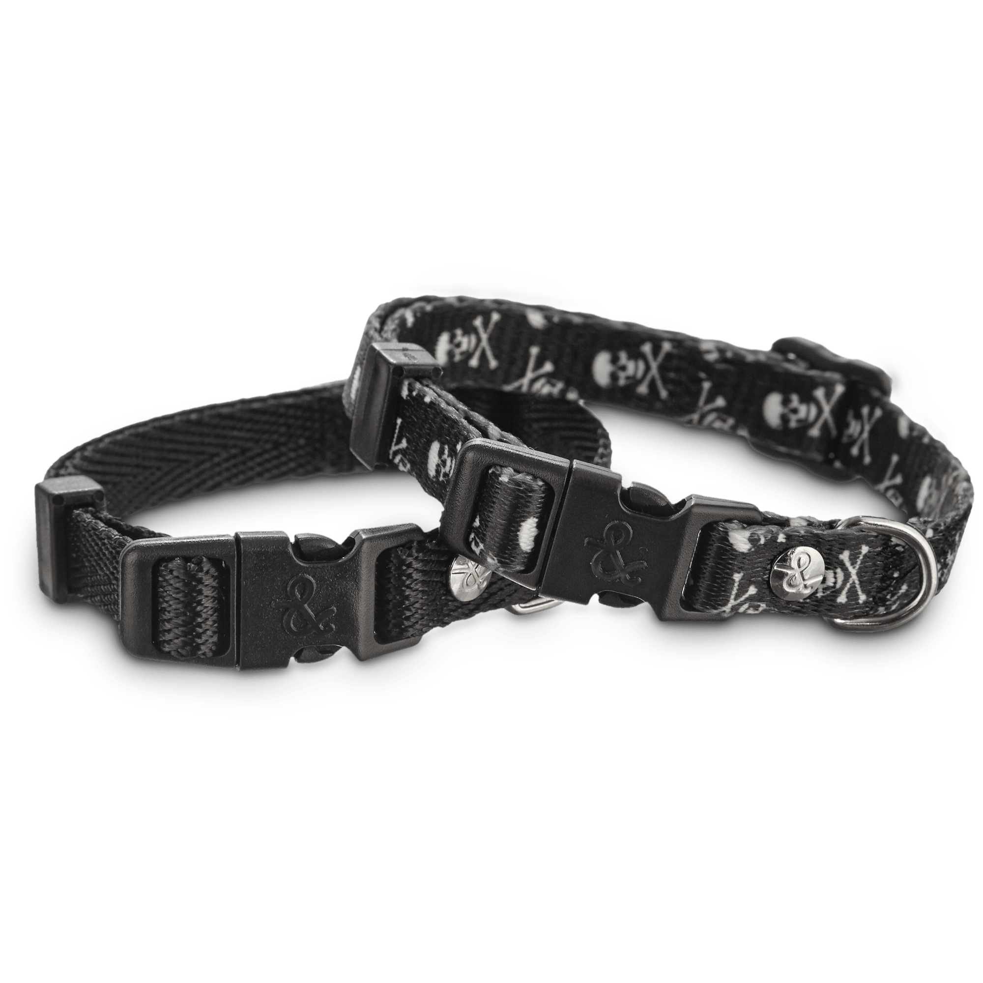 YOULY Black Adjustable Dog Collar， Small， Pack of 2