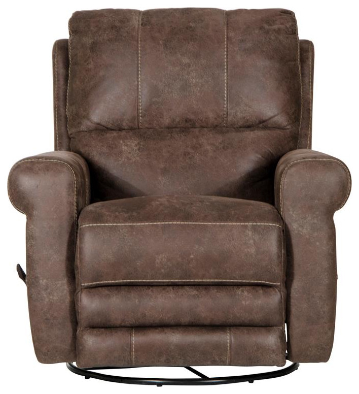 Graves Swivel Glider Recliner in Brown Polyester Fabric   Transitional   Recliner Chairs   by Homesquare  Houzz