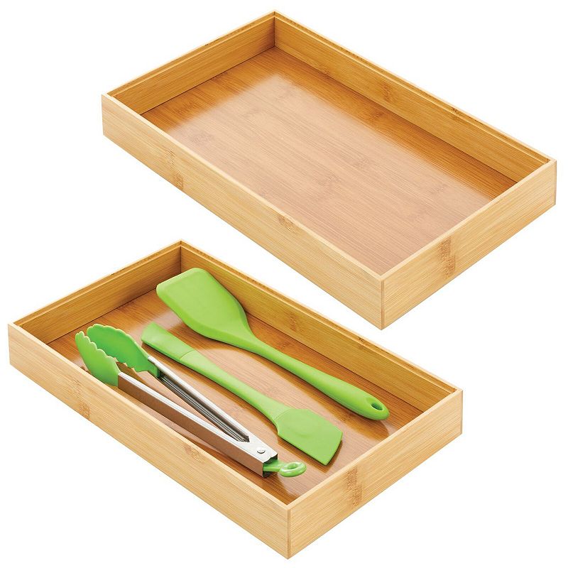 mDesign 15 x 6 x 2 Formbu Stackable Wooden Drawer Organizer - 2 Pack