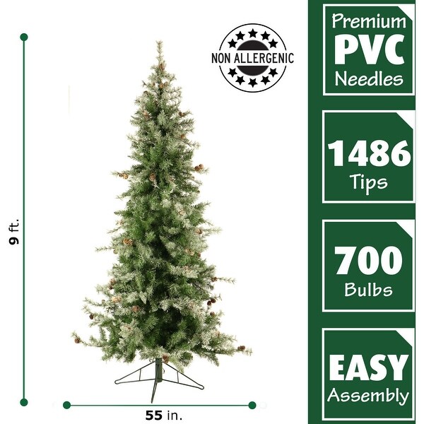 Fraser Hill Farm 9 Ft. Buffalo Fir Slim Artificial Christmas Tree with LED String Lighting