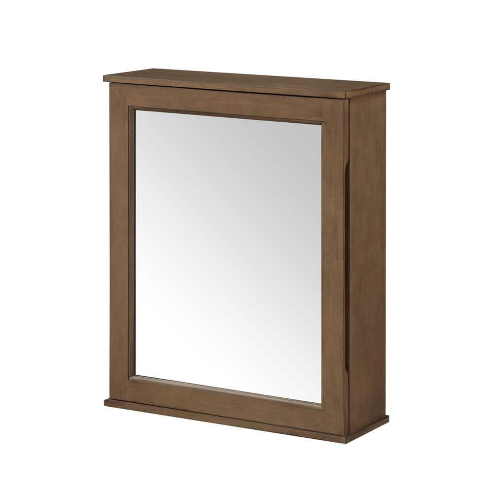 Home Decorators Collection Caville 24 in W x 30 in H Rectangular Brown Surface Mount Medicine Cabinet with Mirror in Almond Latte