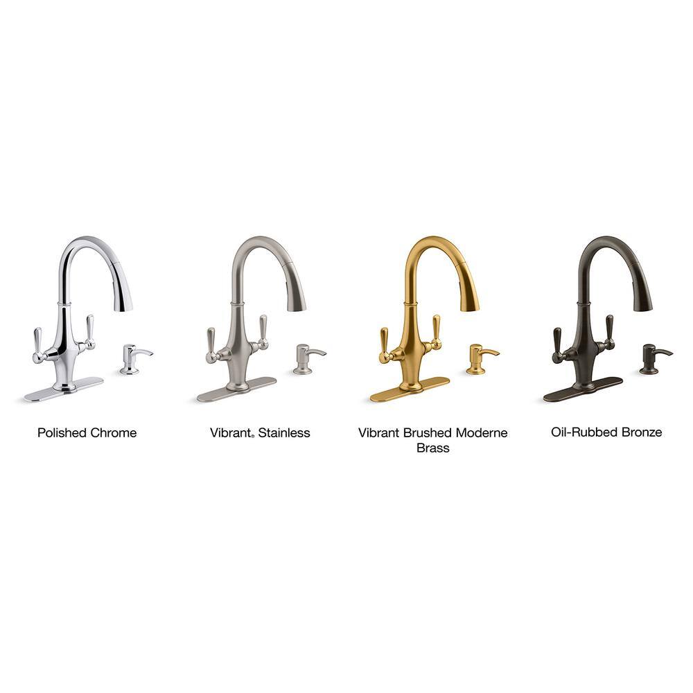 KOHLER Pannier Two-Handle Pull Down Sprayer Kitchen Faucet in Oil-Rubbed Bronze K-R29473-SD-2BZ