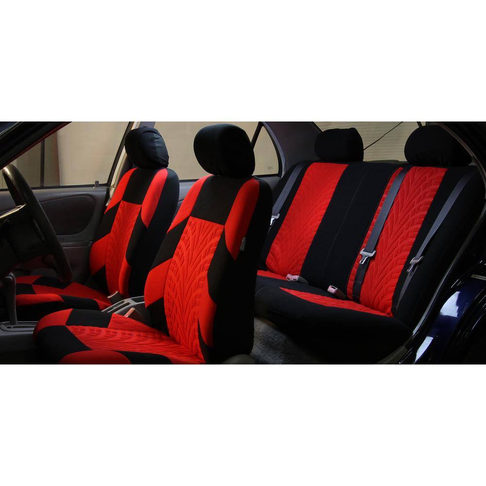 FH Group Polyester 47 in. x 23 in. x 1 in. Travel Master Full Set Car Seat Covers DMFB071RED115