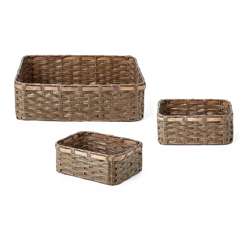 Saddle River Faux Wicker Basket 3-pc. Set