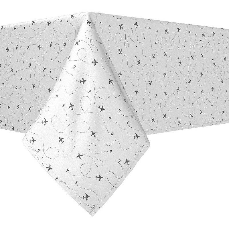 Rectangular Tablecloth， 100% Cotton， 52x104， Airplane Route Design