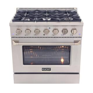 Kucht 36 in. 5.2 cu. ft. Dual Fuel Range with Gas Stove and Electric Oven with Convection Oven in Stainless Steel KDF362-S