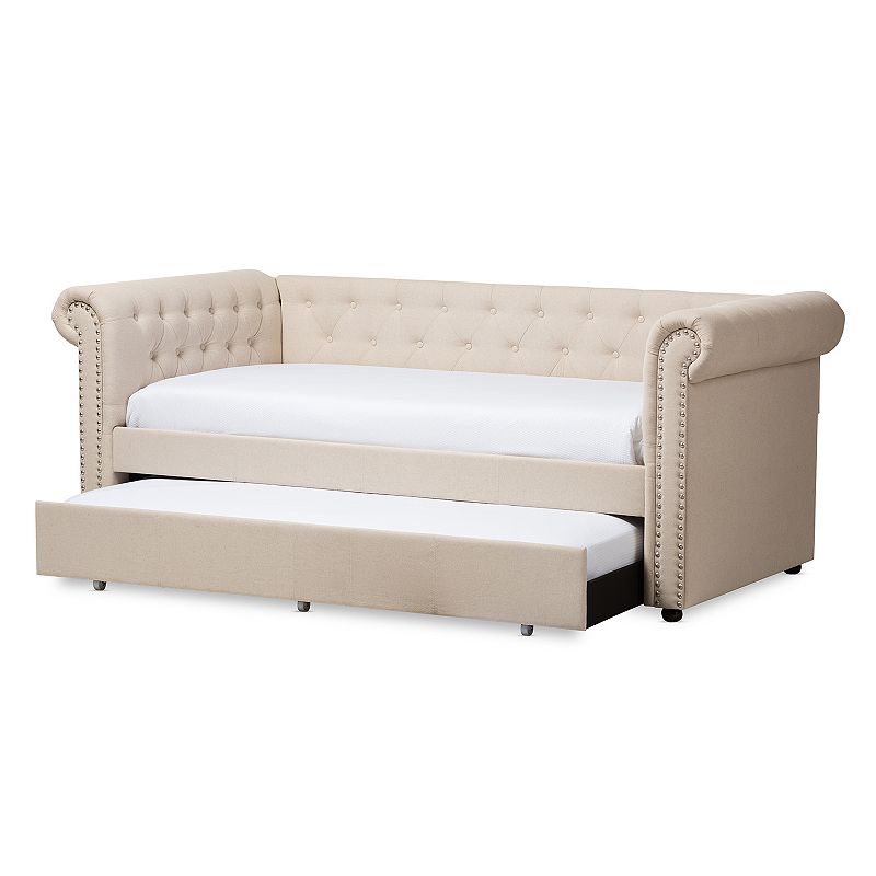 Baxton Studio Mabelle Upholstered Daybed and Trundle