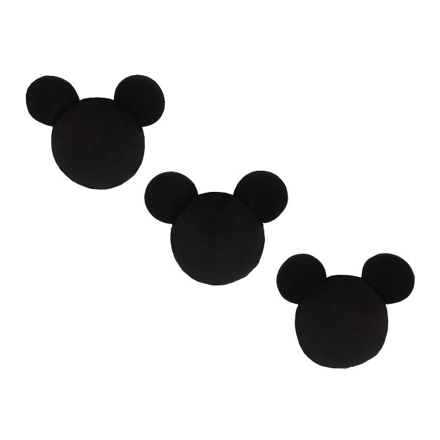 Disney Mickey Mouse Shaped Wall Decor Black Plush 3pc